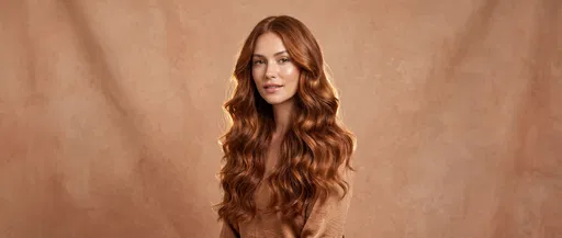 Studio Portrait of Woman with Auburn Waves