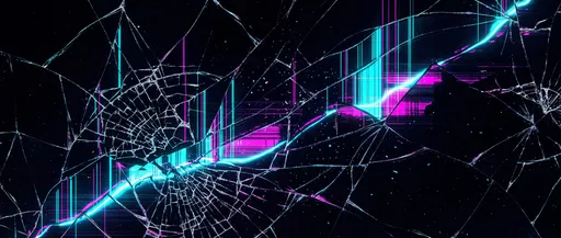 Shattered Screen Texture with Neon Glitch