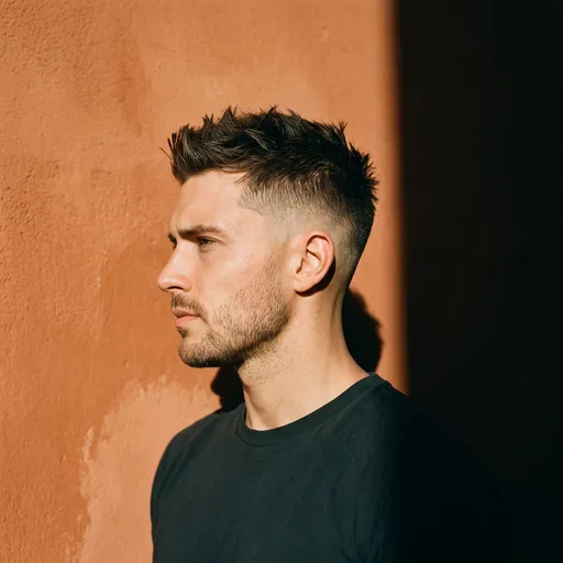 Man With Textured Fade Haircut In Profile