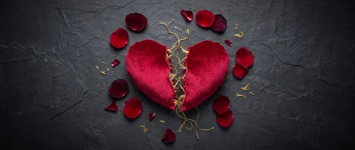 Broken Velvet Heart on Dark Slate