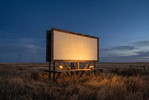 Blank Vintage Wooden Billboard at Twilight