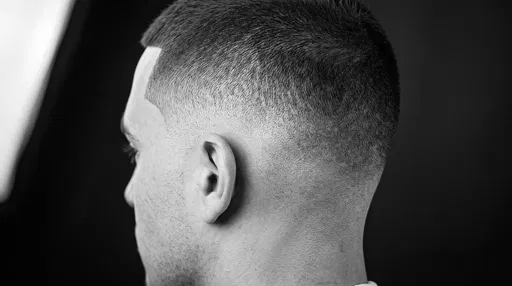Monochrome Profile of Mens Skin Fade Haircut