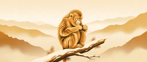 Golden Snub-Nosed Monkey on Snowy Bough