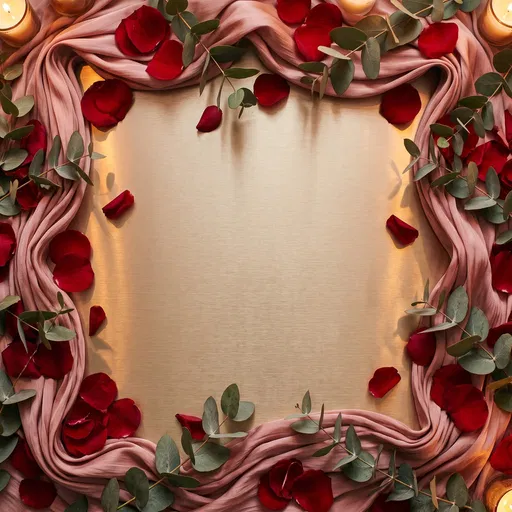 Romantic Silk and Rose Petal Frame