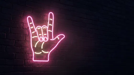 Neon I Love You Hand Sign