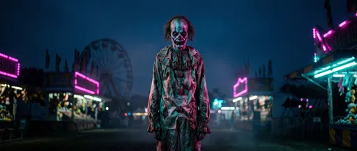Sinister Clown at Night Carnival