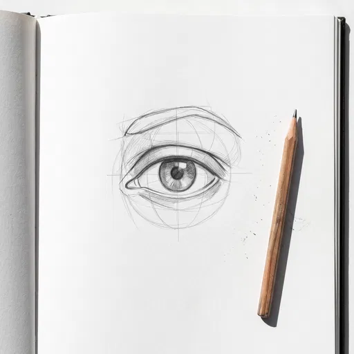 Anatomical Eye Sketch in Open Sketchbook