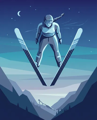 Female Ski Jumper Vector Illustration