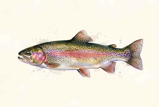 Watercolor Rainbow Trout Illustration