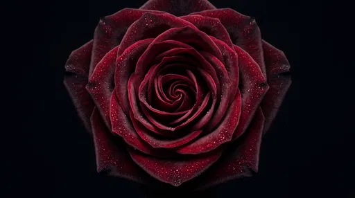 Symmetrical Dark Red Rose on Black