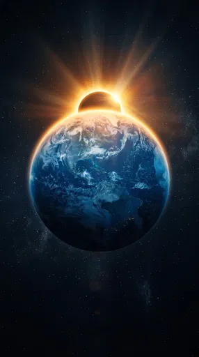 Planet Earth Crowned by Solar Eclipse