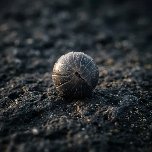Macro Pillbug Rolled on Dark Rock