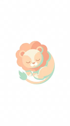 Pastel Sleeping Baby Lion Clipart