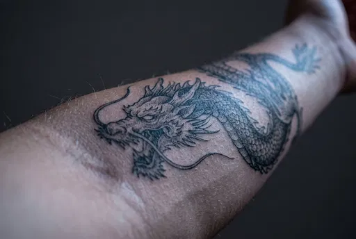 Close-Up of Dragon Forearm Tattoo