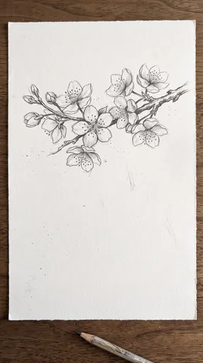 Cherry Blossom Graphite Sketch on Paper