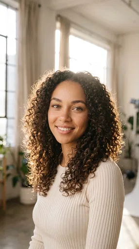 Smiling Woman With Curly Hair