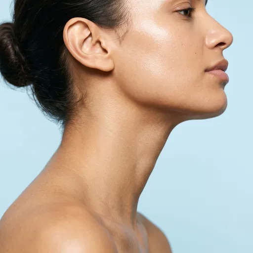 Close-Up Profile of Woman Jawline and Neck