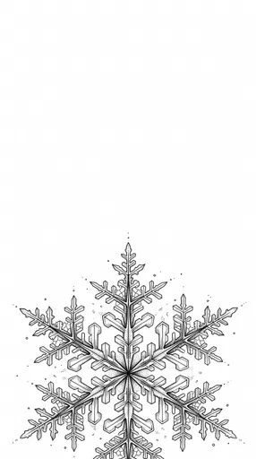 Monochrome Stippled Ink Snowflake Illustration