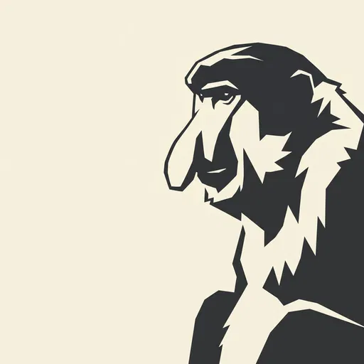 Minimal Graphic Proboscis Monkey Profile Illustration