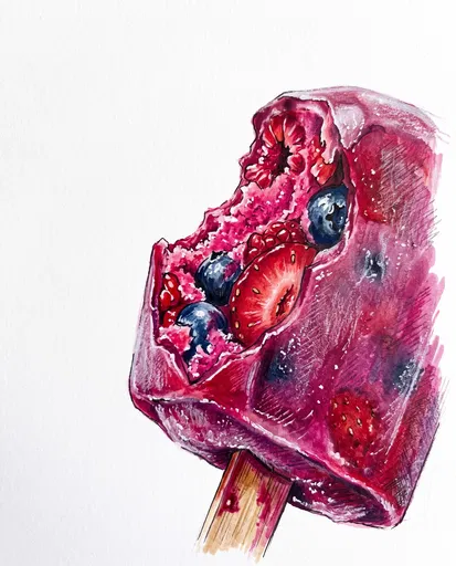 Bitten Berry Popsicle Marker Illustration