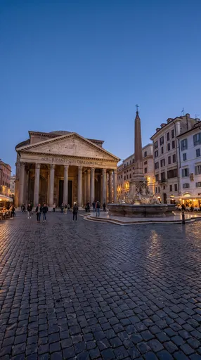 Pantheon and Piazza della Rotonda at Dusk