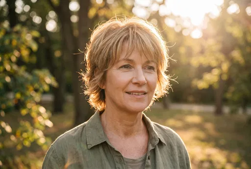 Middle-Aged Woman in Warm Sunlight