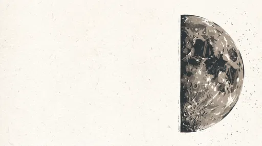 Mid-Century Block Print Half Moon Illustration