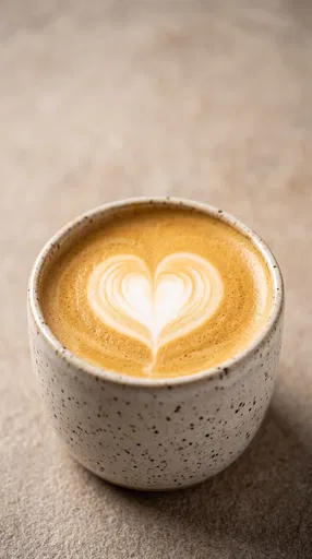 Heart Latte Art in Speckled Ceramic Cup