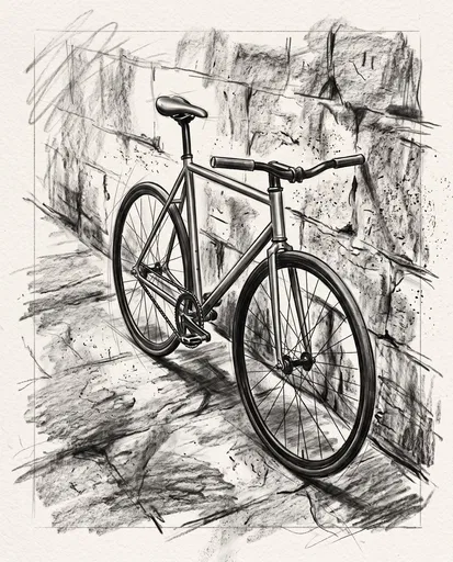 Charcoal Sketch of Fixed-Gear Bicycle