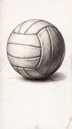 Realistic Cross-Hatched Ink Drawing of Volleyball