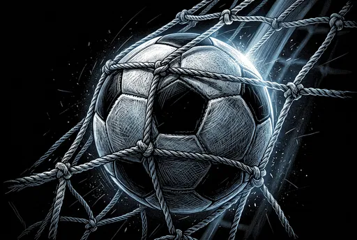 Scratchboard Soccer Ball in Goal Net