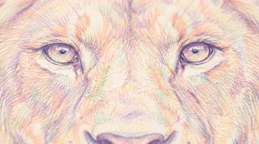 Pastel Colored Pencil Drawing of Lion Eyes
