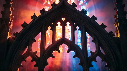 Backlit Gothic Arch with Stained Glass Light