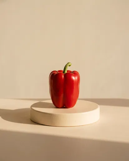 Red Bell Pepper on Cream Pedestal