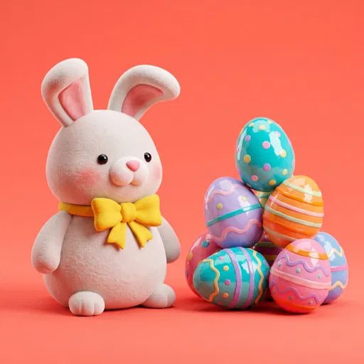 Plush Easter Bunny With Colorful Eggs