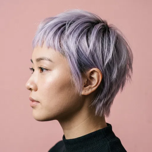 Woman with Lavender Pixie Cut Profile