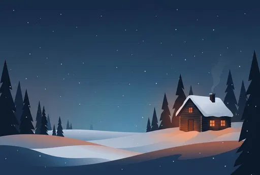 Cozy Winter Cabin at Blue Hour