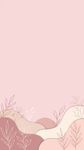 Minimalist Pastel Pink Botanical Cut-Paper Background