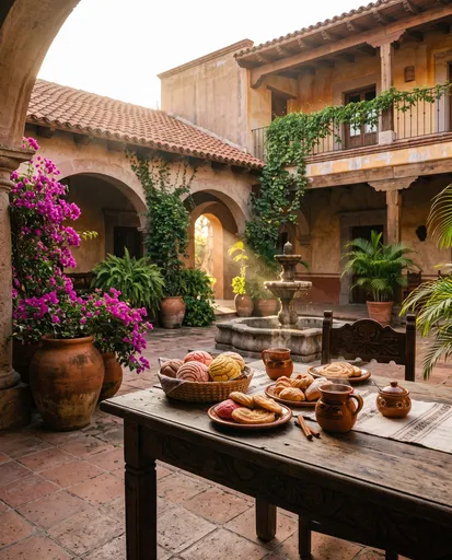Mexican Courtyard Breakfast with Pan Dulce