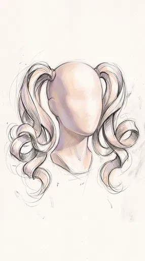 Faceless Mannequin Head Sketch With Pigtails