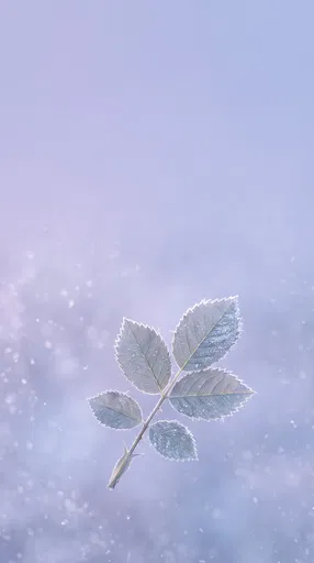 Frosted Rose Leaf on Pastel Background
