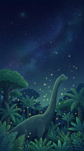 Brachiosaurus Under Starry Night Sky