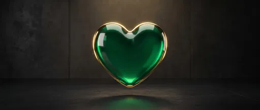 Glossy Emerald Green Floating 3D Heart