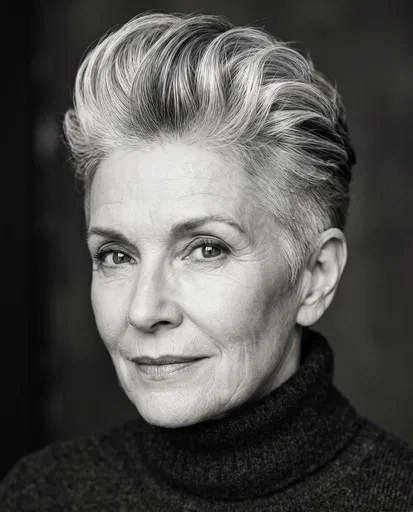 Monochrome Portrait of Woman with Pixie Cut