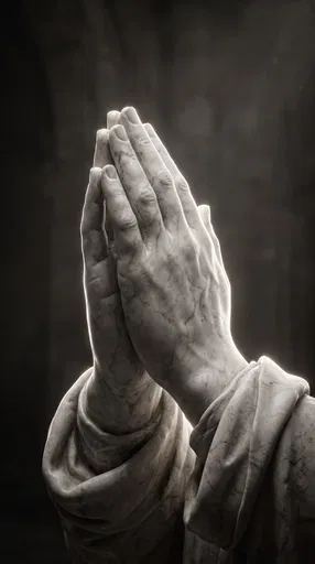 Sculpted White Marble Praying Hands