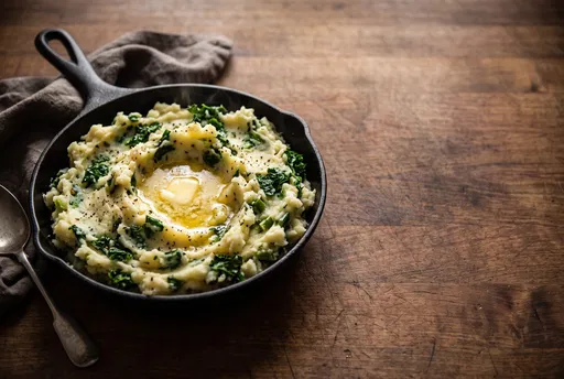 Irish Colcannon Mashed Potatoes in Skillet