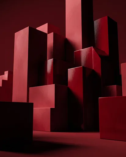 Red Geometric Monolithic Blocks Abstract Background