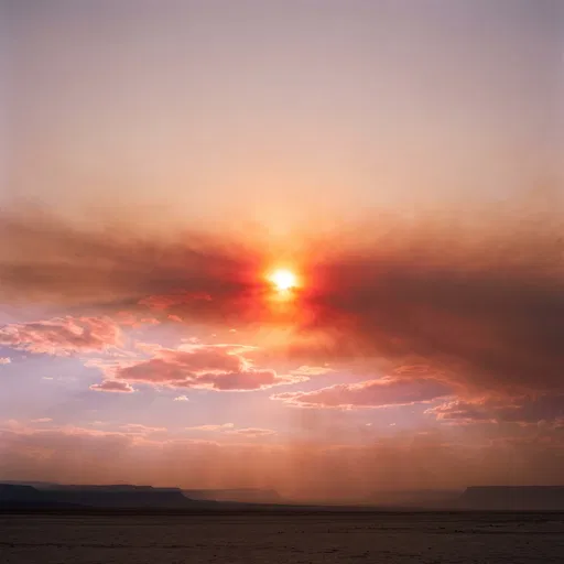 Fiery Sun Through Desert Dust Clouds
