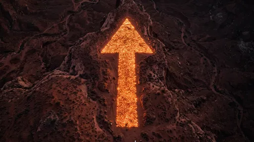Glowing Lantern Arrow on Canyon Ridge