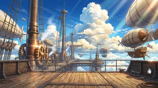 Anime Steampunk Airship Dock Background